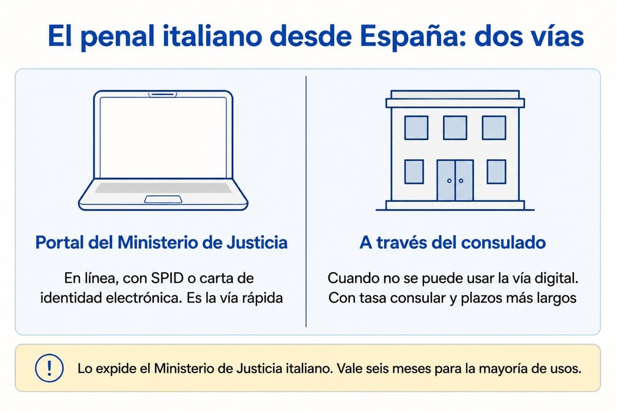 El penal italiano desde España: dos vías: Portal del Ministerio de Justicia; A través del consulado