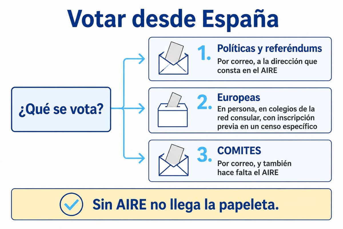 Votar desde España: Políticas y referéndums; Europeas; COMITES