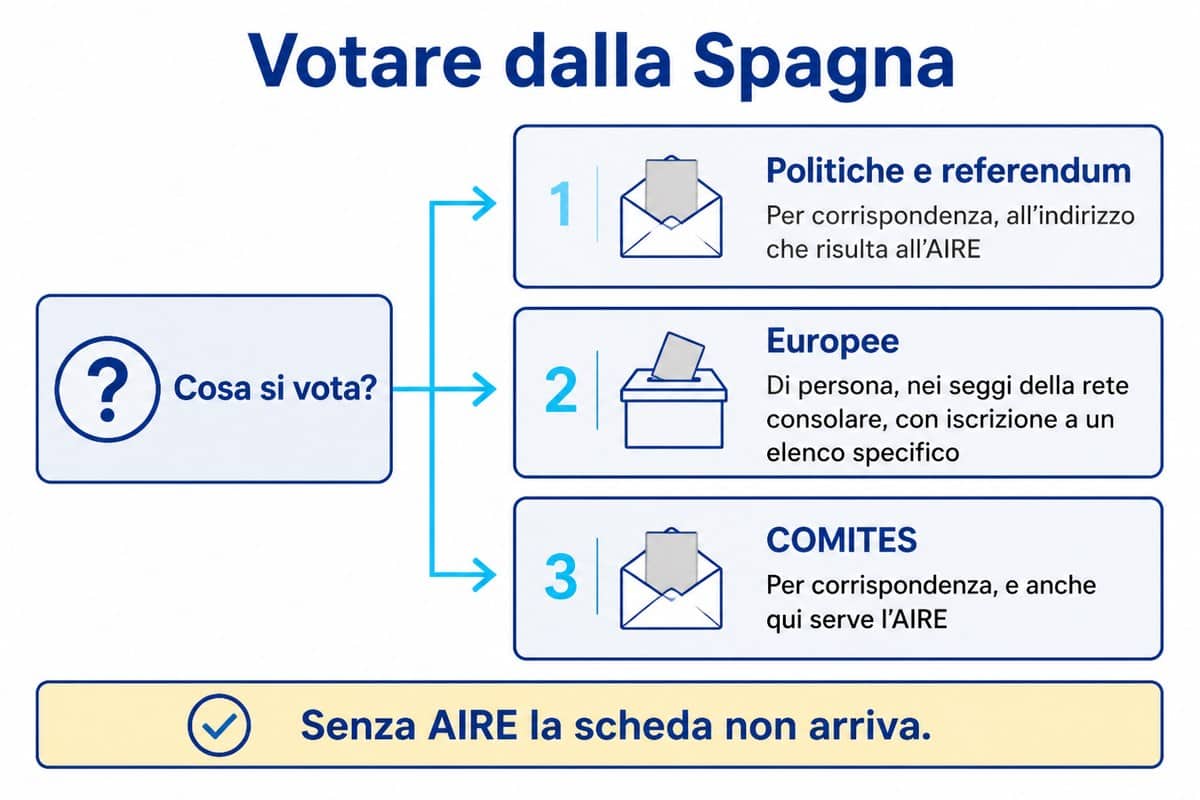 Votare dalla Spagna: Politiche e referendum; Europee; COMITES